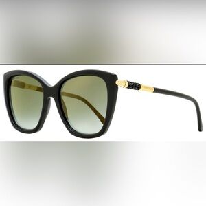 Jimmy Choo ROSE/S 807FQ Oversized Black Sunglasses Gold Arms w/ Case